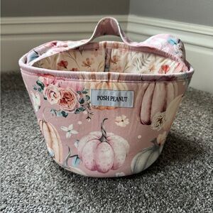 Posh Peanut Blush Floral Pumpkin Basket